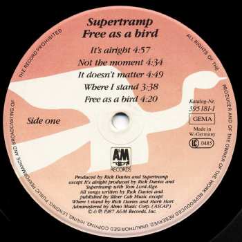 LP Supertramp: Free As A Bird CLR