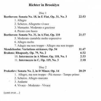 2CD Sviatoslav Richter: Richter In Brooklyn