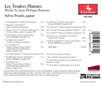 CD Sylvie Proulx: Les Tendres Plaintes: Works By Jean-Philippe Rameau