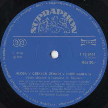 2LP Prague Madrigal Singers: Hudba V Českých Zemích V Době Karla IV.