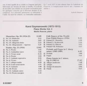 CD Karol Szymanowski: Piano Works Vol. 3 (Mazurkas, Nos 13-16, Op. 50 / Sonata No. 1 In C Minor, Op. 8)