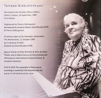 CD Tatiana Nikolayeva: The 1989 Herodes Atticus Odeon Recital, Athens, Greece