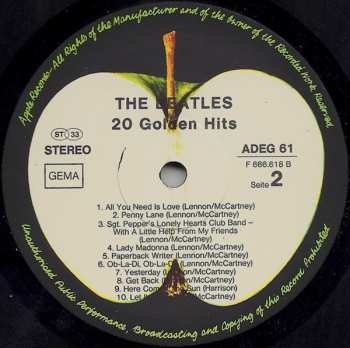 LP The Beatles: 20 Golden Hits