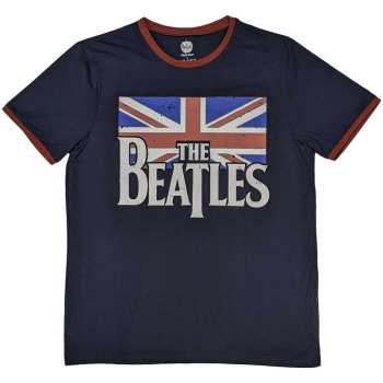 Merch The Beatles: Ringer Tričko Drop T Logo The Beatles & Vintage Flag