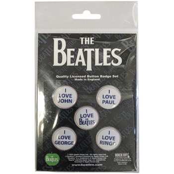 Merch The Beatles: Súprava Odznakov I Love The Beatles