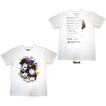 Merch The Beatles: The Beatles Unisex T-shirt: Yellow Submarine Heads Collage / Atn (white) (back Print) (small) S