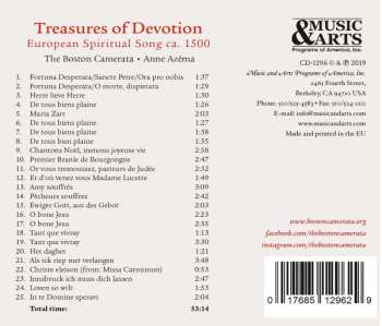 CD Boston Camerata: Treasures Of Devotion: European Spiritual Song Ca. 1500