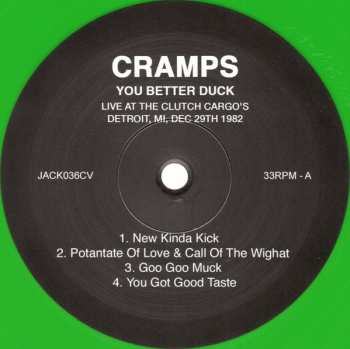 LP The Cramps: You Better Duck - Live At Clutch Cargos, Detroit, MI, Dec 29th 1982 CLR | LTD
