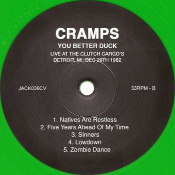 LP The Cramps: You Better Duck - Live At Clutch Cargos, Detroit, MI, Dec 29th 1982 CLR | LTD