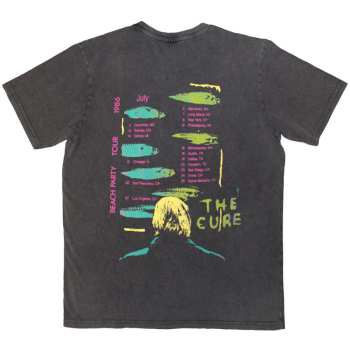 Merch The Cure: The Cure Unisex Stone Wash T-shirt: Beach Party Tour '86 (charcoal Grey) (back Print) (small) S