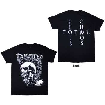 Merch The Exploited: The Exploited Unisex T-shirt: Mohican Skull (black) (back Print) (xx-large) XXL