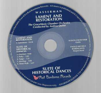 CD The Gracemusic Chamber Orchestra: Lament And Restoration, Suite Of Historical Dances