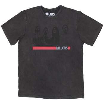 Merch The Killers: The Killers Unisex Stone Wash T-shirt: Band Photo Mono (small) S
