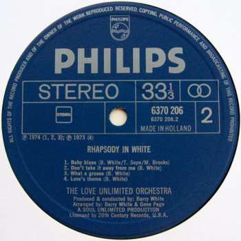LP Love Unlimited Orchestra: Rhapsody In White