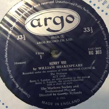 4LP/Box Set The Marlowe Dramatic Society And Professional Players: Henry VIII