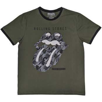 Merch The Rolling Stones: The Rolling Stones Unisex Ringer T-shirt: Black & White Tongue (medium) M