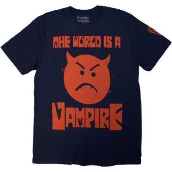 Merch The Smashing Pumpkins: The Smashing Pumpkins Unisex T-shirt: World Is A Vampire (navy Blue) (back Print) (small) S