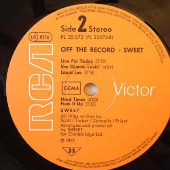 LP The Sweet: Off The Record