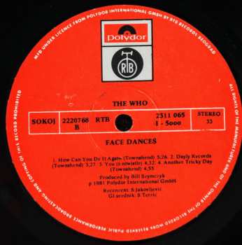 LP The Who: Face Dances