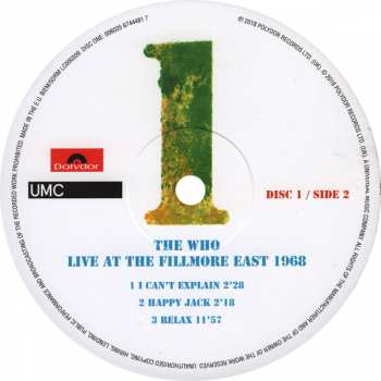 3LP The Who: Live At The Fillmore East 1968