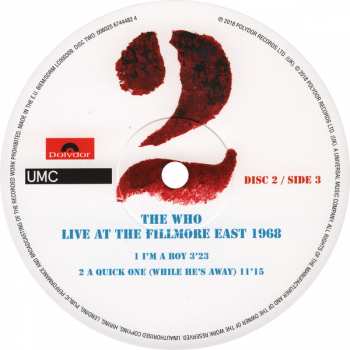 3LP The Who: Live At The Fillmore East 1968