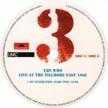 3LP The Who: Live At The Fillmore East 1968