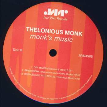 LP Thelonious Monk Septet: Monk's Music LTD