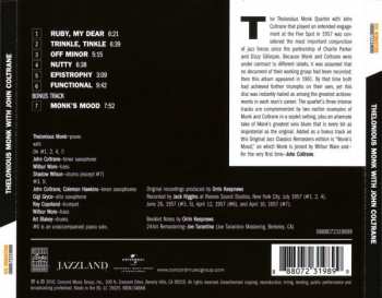 CD John Coltrane: Thelonious Monk With John Coltrane