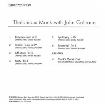 CD John Coltrane: Thelonious Monk With John Coltrane