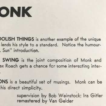 LP Thelonious Monk Trio: Thelonious Monk Trio