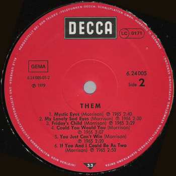 LP Van Morrison: Them Featuring Van Morrison