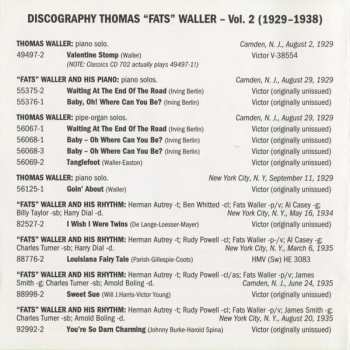 CD Fats Waller: The Alternative Takes In Chronological Order Volume 2 1929-1938