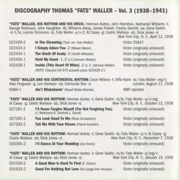 CD Fats Waller: The Alternative Takes In Chronological Order Volume 3 (1938-1941)