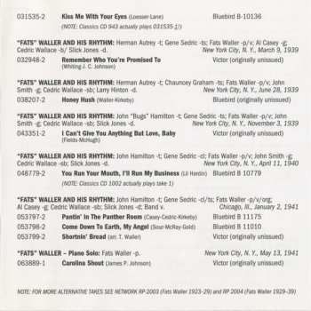CD Fats Waller: The Alternative Takes In Chronological Order Volume 3 (1938-1941)