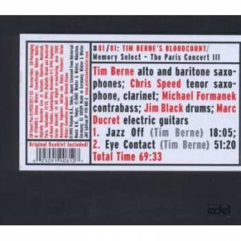 CD Tim Berne's Bloodcount: Memory Select: The Paris Concert III
