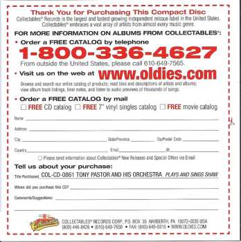 CD Tony Pastor And His Orchestra: Plays And Sings Shaw