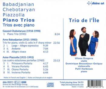 CD Trio de l'Île: Babadjanian, Chebotaryan & Piazzolla: Piano Trios