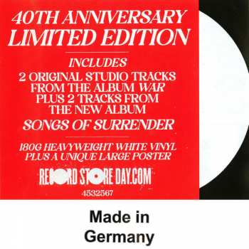 LP U2: Two Hearts Beat As One / Sunday Bloody Sunday  LTD | CLR