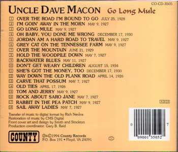 CD Uncle Dave Macon & His Fruit Jar Drinkers: Go Long Mule