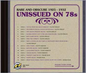 CD Various: Unissued On 78s: Rare And Obscure 1925 - 1932