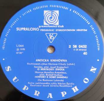 2LP/Box Set Václav Cibula: Antická Knihovna (Rada Moudrých - Výběr Z Rozhlasového Cyklu) (2x10" + BOX + BOOKLET) RYCHLOST 16!!!