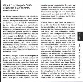 CD Valentin Radutiu: Remembering The Rainb / A Jazz View
