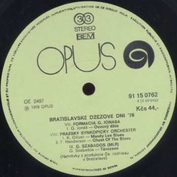 2LP Various: Bratislavské Džezové Dni 1976 (2xLP)