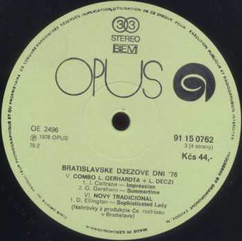 2LP Various: Bratislavské Džezové Dni 1976 (2xLP)