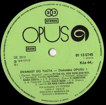 LP Various: Dvanásť Do Tucta - Diskotéka Opusu 1