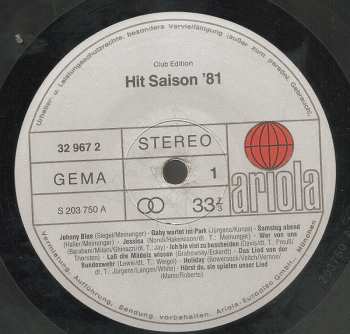 LP Various: Hit-Saison '81 - Die Neue Super 20