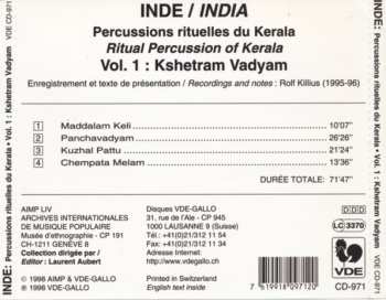 CD Various: Inde / India: Percussions Rituelles Du Kerala / Ritual Percussion Of Kerala - Vol. 1: Kshetram Vadyam