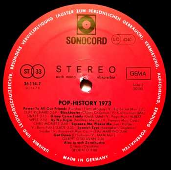 LP Various: Pop History 1973