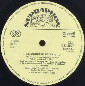 LP Various: "Posloucháte Větrník…"/1 (Mladý Rock Z Rozhlasového Pořadu)