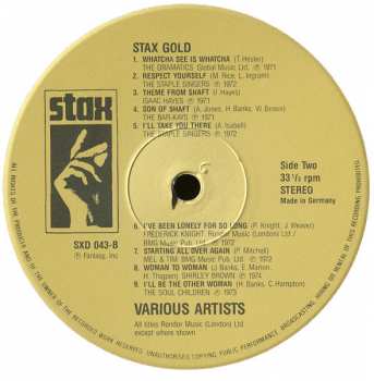 LP Various: Stax Gold : Hits 1968 > 1974